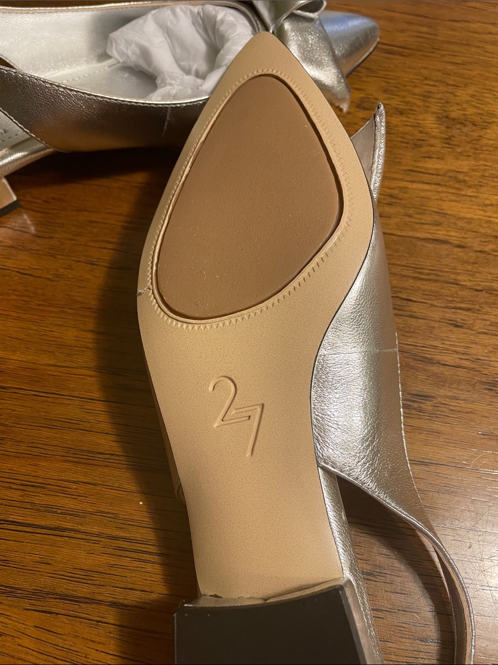 Naturalizer Silver Pointed-Toe Slingback Mules with Bow Accent 27 edit - Picture 5 of 5